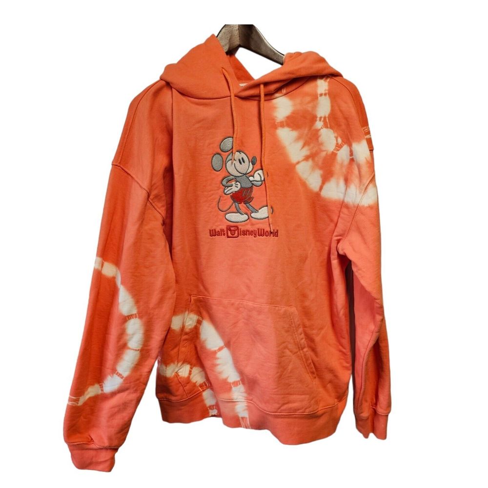 Disney Mickey Mouse Mousewear Orange Tie Dye Unisex Sweatshirt Hoodie LARGE - Picture 5 of 7